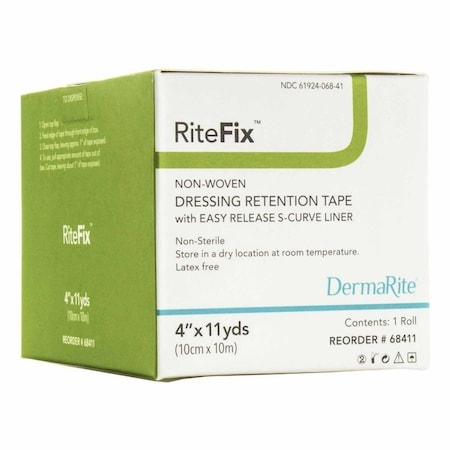 Ritefix Water Resistant Dressing Retention Tape with Liner White 4 Inch X 11 Yard Nonwoven NonSterile 68411